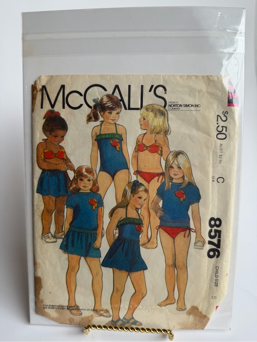 Vintage McCalls 8576 Children’s Sewing Pattern Size 5 1970s Swimwear